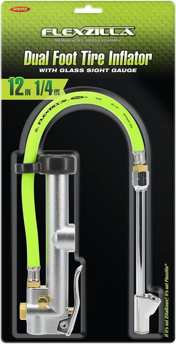 imageFlexzilla Inflator Kit with 3 ft and 15 ft Quick Connect Hose LockOn Chuck 0170 PSI AL2025FZ2Dual Foot Tire Inflator
