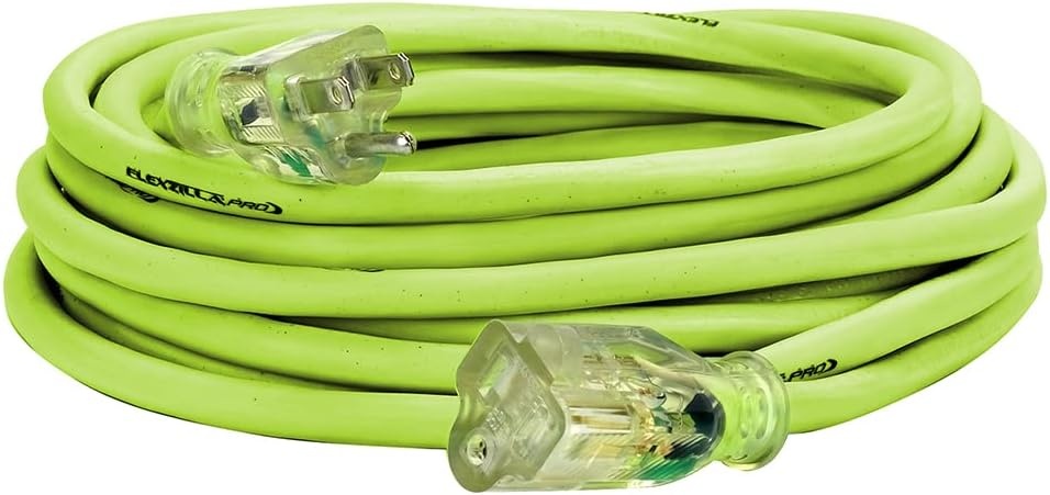 imageFlexzilla Pro Extension Cord 123 AWG SJTW 25 ft Lighted Plug IndoorOutdoor ZillaGreen FZ51282514 Gauge