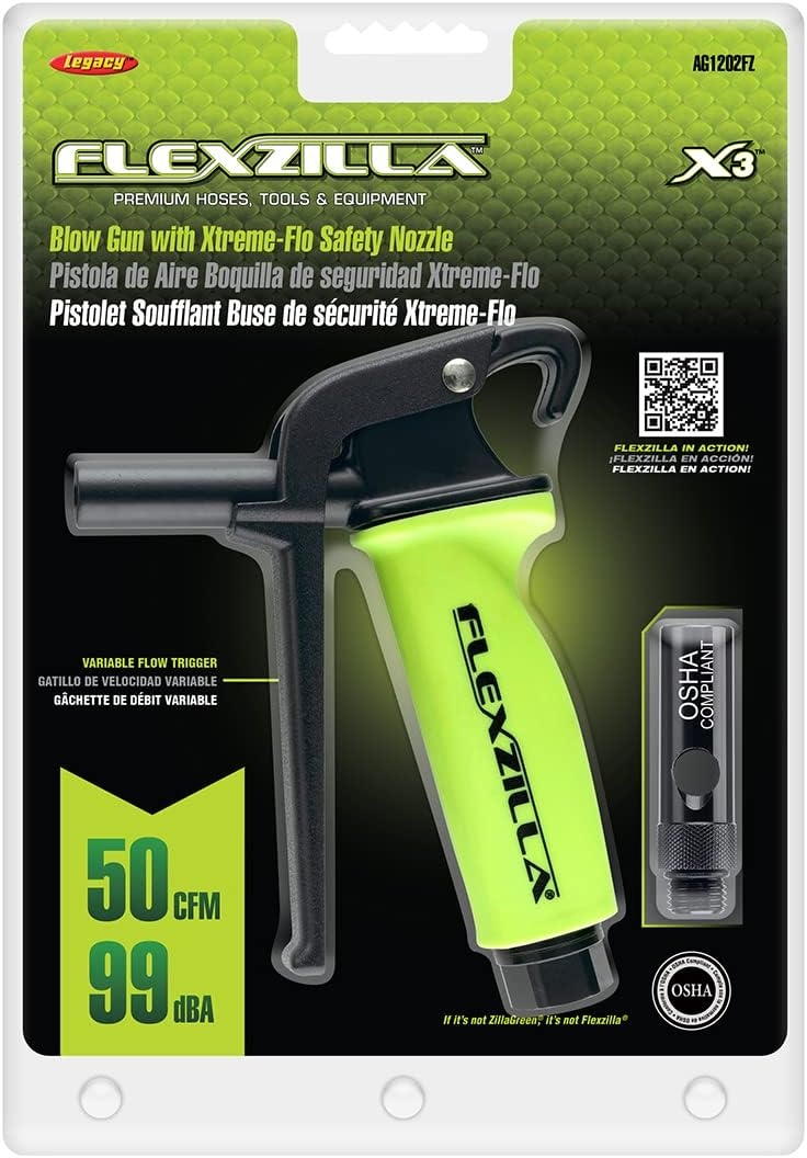 imageFlexzilla X3 Blow Gun with XtremeFlo Safety Nozzle ZillaGreen AG1202FZ