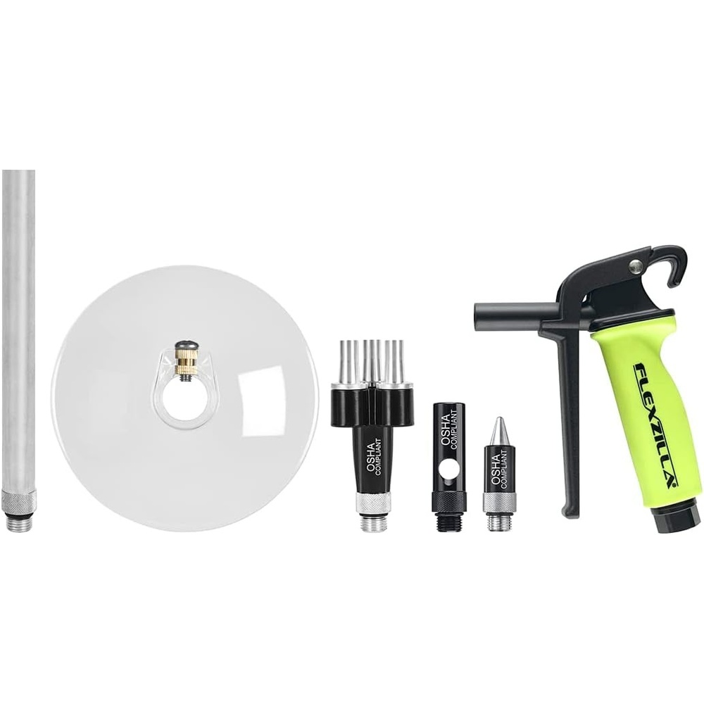 imageFlexzilla AG1200FZKIT Ergonomic 6 Piece Green X3 Blow Gun Kit Regulates Air Volume Ergonomically Superior Gun Body Easy Storage