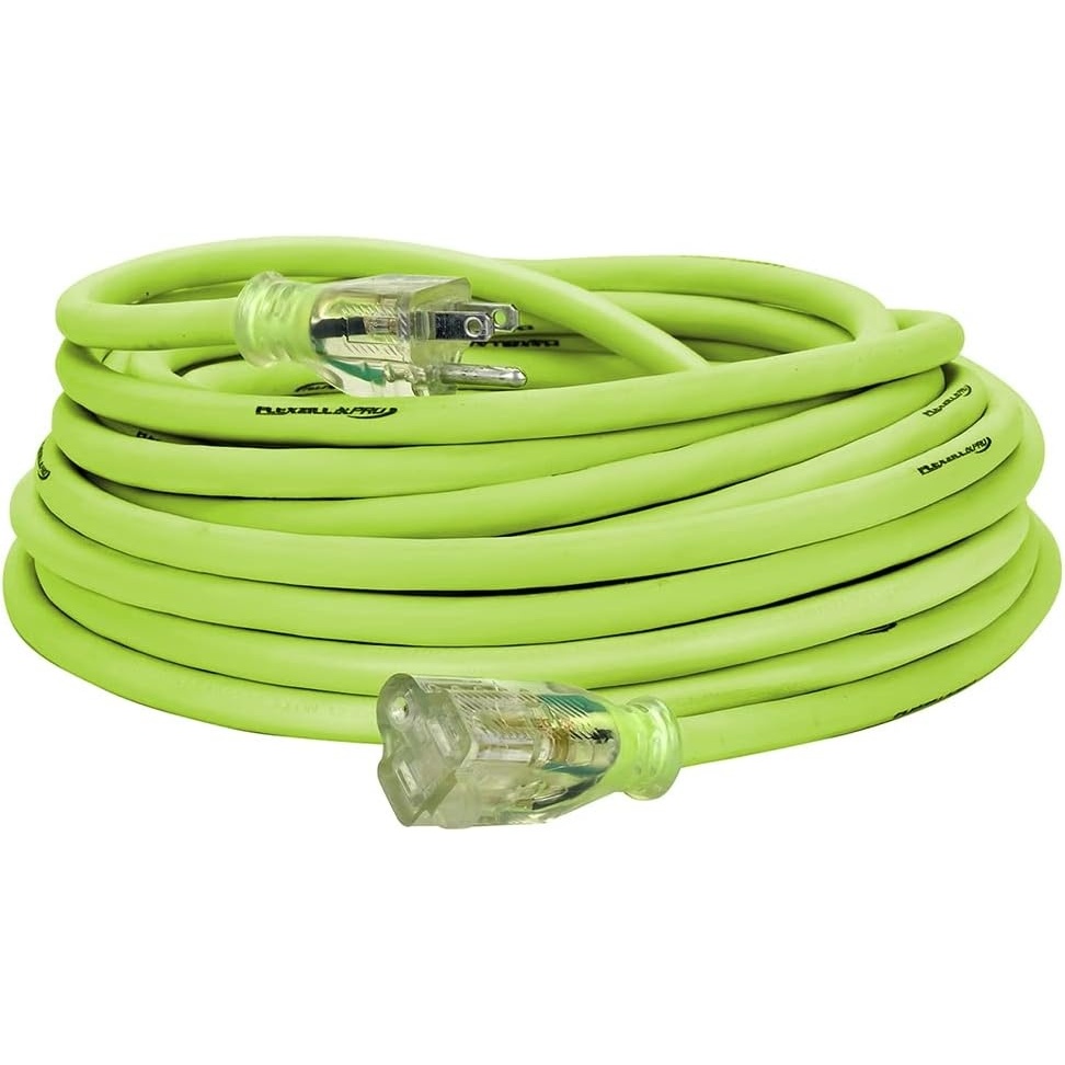 imageFlexzilla Pro Extension Cord 123 AWG SJTW 25 ft Lighted Plug IndoorOutdoor ZillaGreen FZ51282512 Gauge