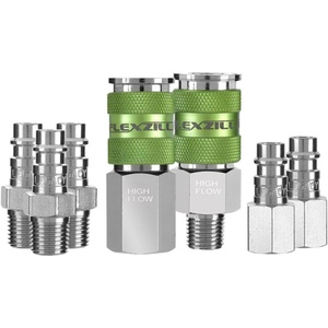 Flexzilla A53452FZ Pro High Flow Coupler and Plug Kits 3 Piece 1/4″ NPT | Push to Connect System | Ideal for Spray Guns & Impact Tools | Maximum Efficiency(7 Piece)