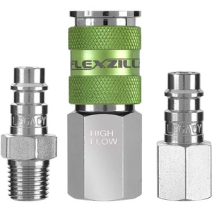 Flexzilla A53452FZ Pro High Flow Coupler and Plug Kits 3 Piece 1/4″ NPT | Push to Connect System | Ideal for Spray Guns & Impact Tools | Maximum Efficiency(3 Piece)