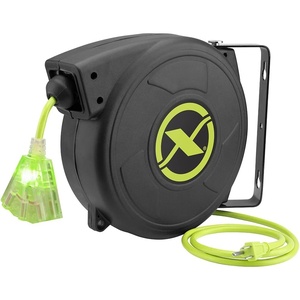 Flexzilla Retractable Extension 16/3 AWG 25′ Electric Cord Reel, ZillaGreen, FZ8160253(50ft / 14 Gauge)