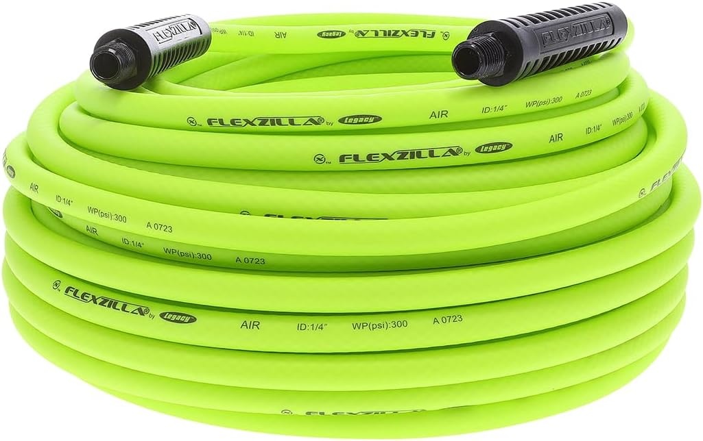imageFlexzilla Air Hose 38 in x 50 ft 14 in MNPT Fittings Heavy Duty Lightweight Hybrid ZillaGreen HFZ3850YW214