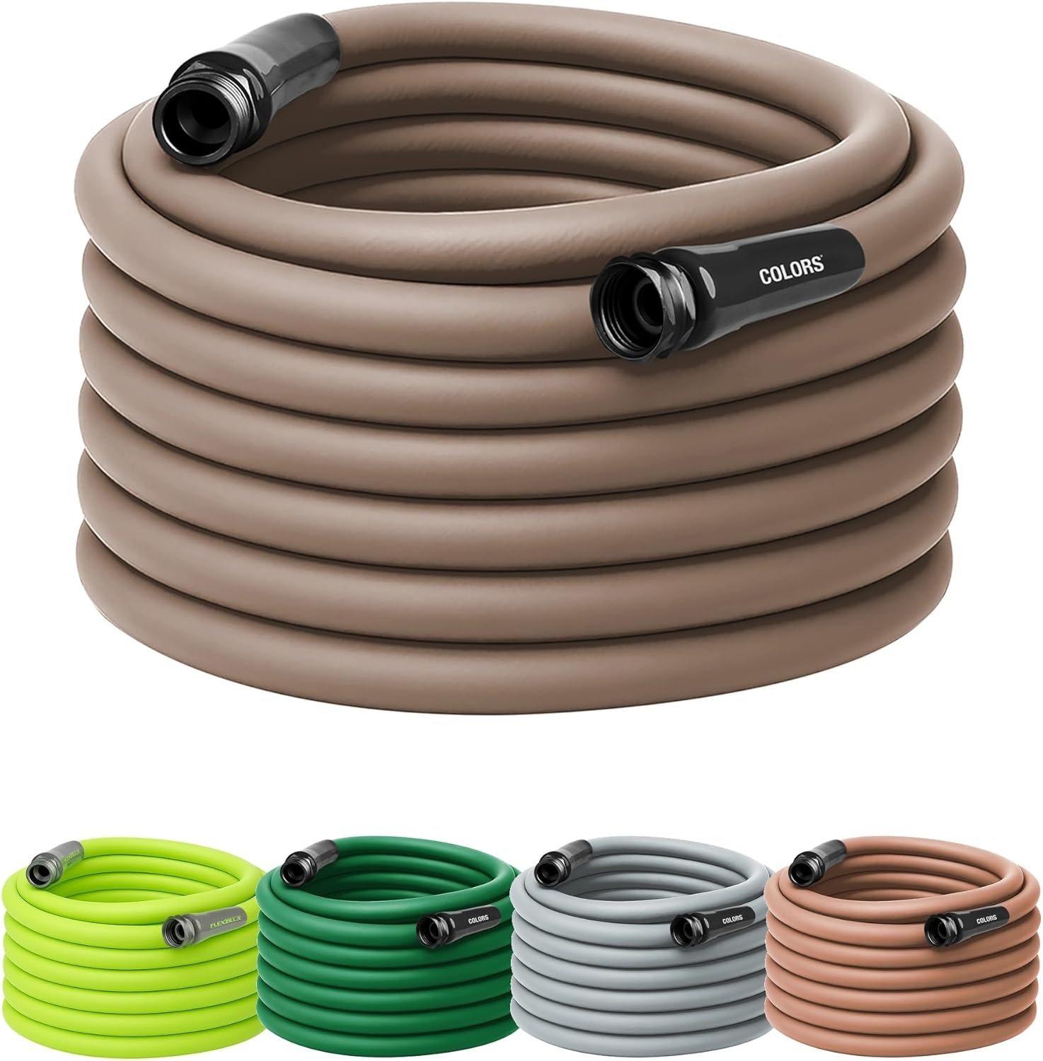 imageFlexzilla Colors LeadIn Garden Hose 58in x 5ft Lightweight AllWeather Water Hose Durable and Flexible LeakFree Connections Forest GreenBrown Mulch