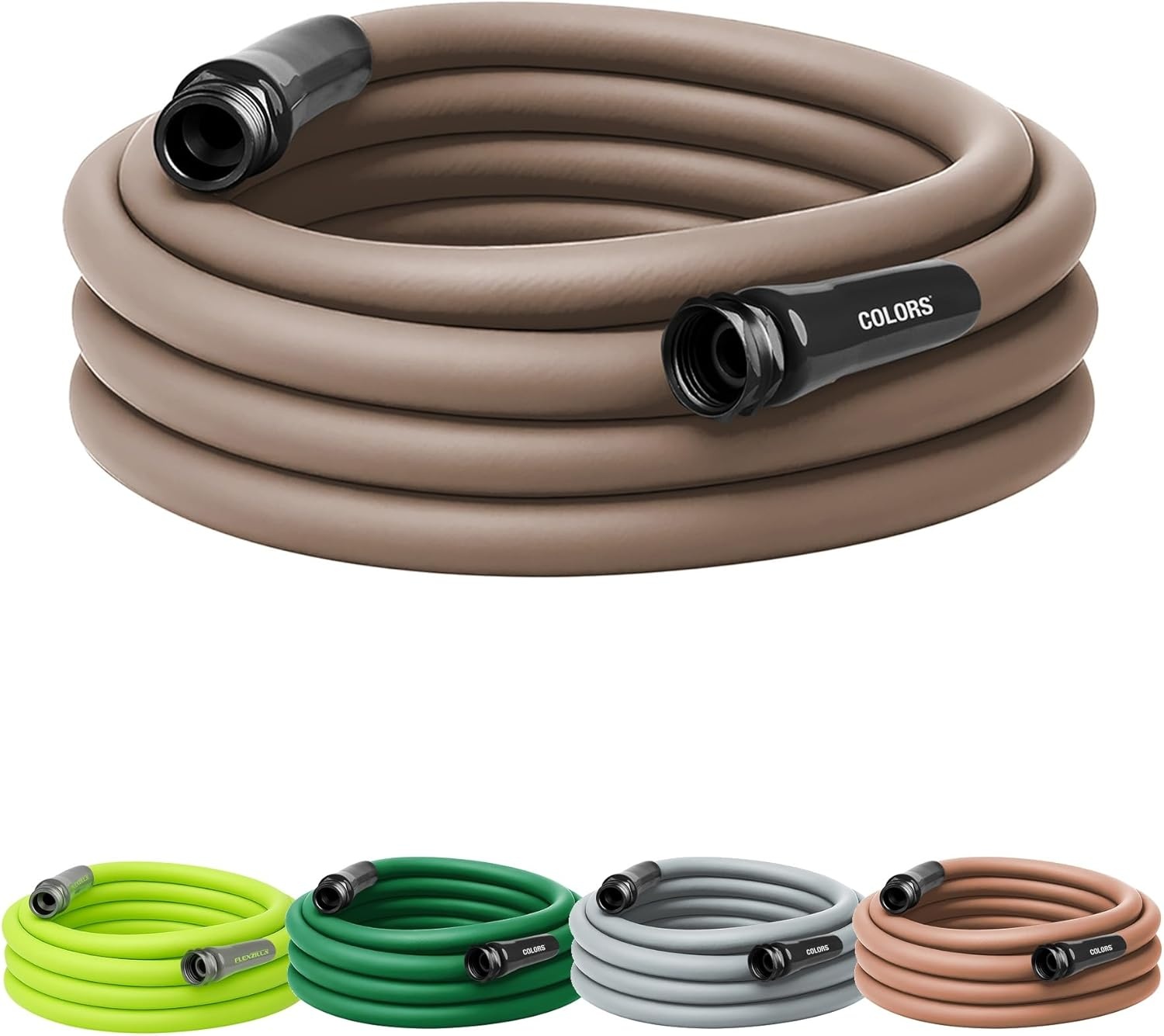 imageFlexzilla Colors LeadIn Garden Hose 58in x 5ft Lightweight AllWeather Water Hose Durable and Flexible LeakFree Connections Forest GreenBrown Mulch