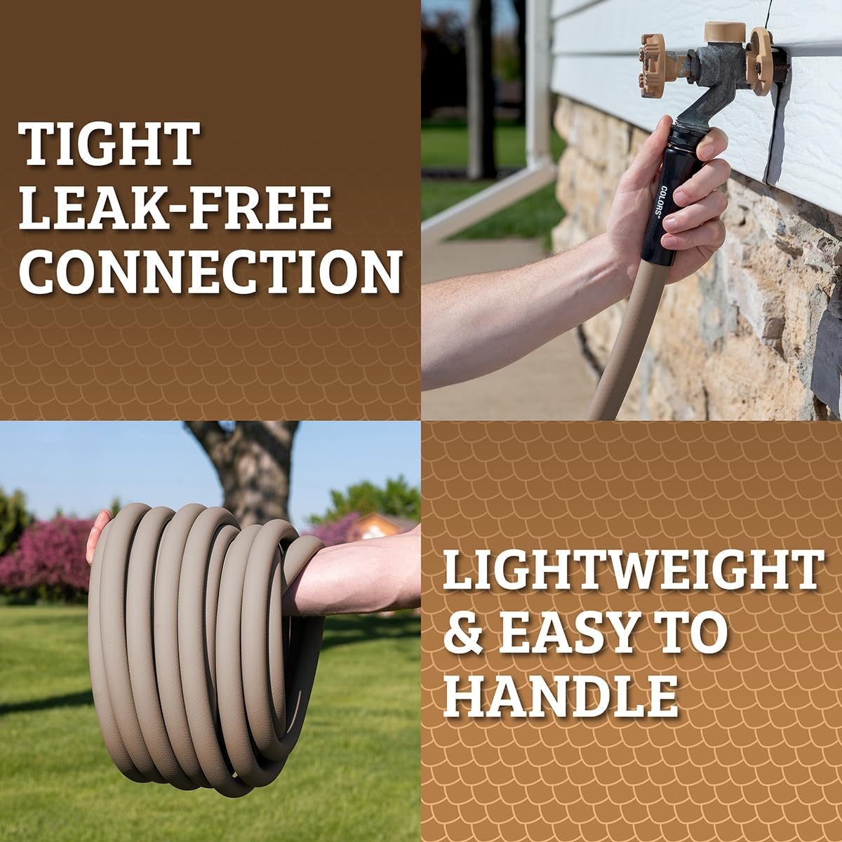 imageFlexzilla Colors LeadIn Garden Hose 58in x 5ft Lightweight AllWeather Water Hose Durable and Flexible LeakFree Connections Forest GreenBrown Mulch