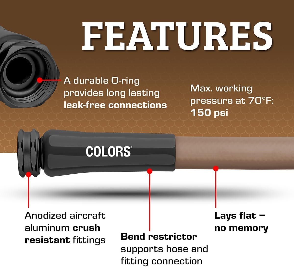 imageFlexzilla Colors LeadIn Garden Hose 58in x 5ft Lightweight AllWeather Water Hose Durable and Flexible LeakFree Connections Forest GreenBrown Mulch