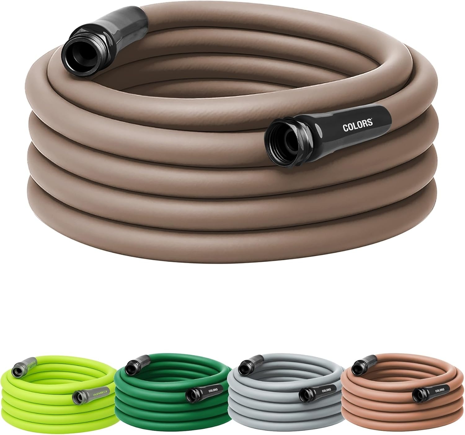 imageFlexzilla Colors LeadIn Garden Hose 58in x 5ft Lightweight AllWeather Water Hose Durable and Flexible LeakFree Connections Forest GreenBrown Mulch