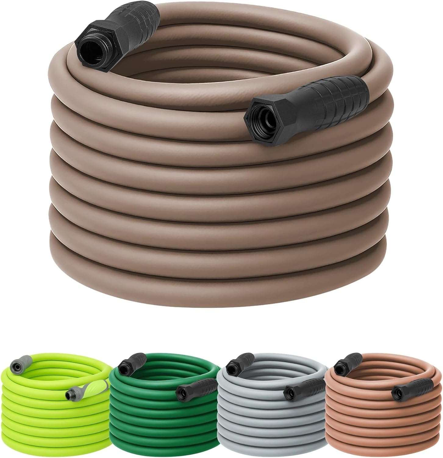 imageFlexzilla Colors LeadIn Garden Hose 58in x 5ft Lightweight AllWeather Water Hose Durable and Flexible LeakFree Connections Forest GreenBrown Mulch