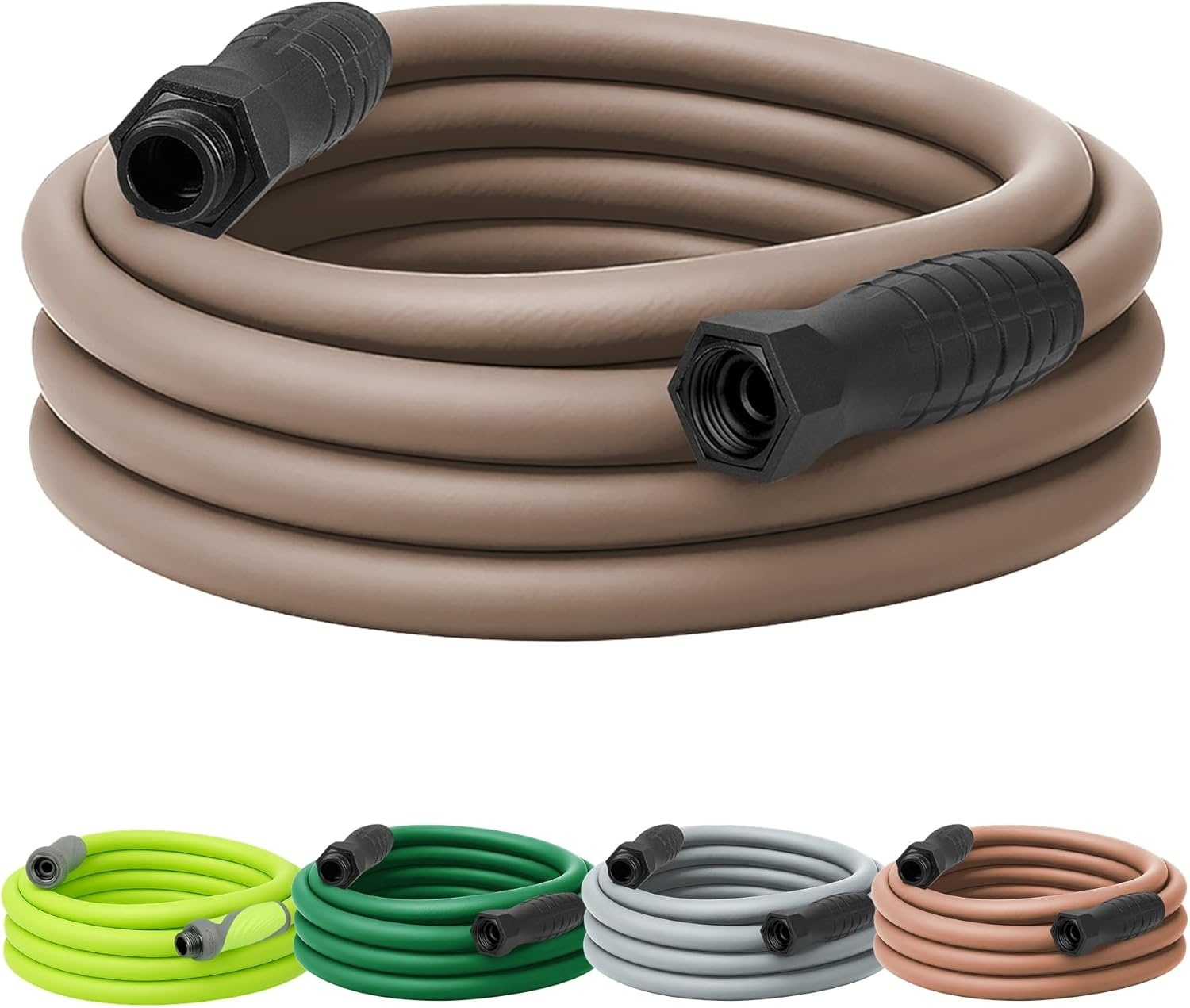 imageFlexzilla Colors LeadIn Garden Hose 58in x 5ft Lightweight AllWeather Water Hose Durable and Flexible LeakFree Connections Forest GreenBrown Mulch