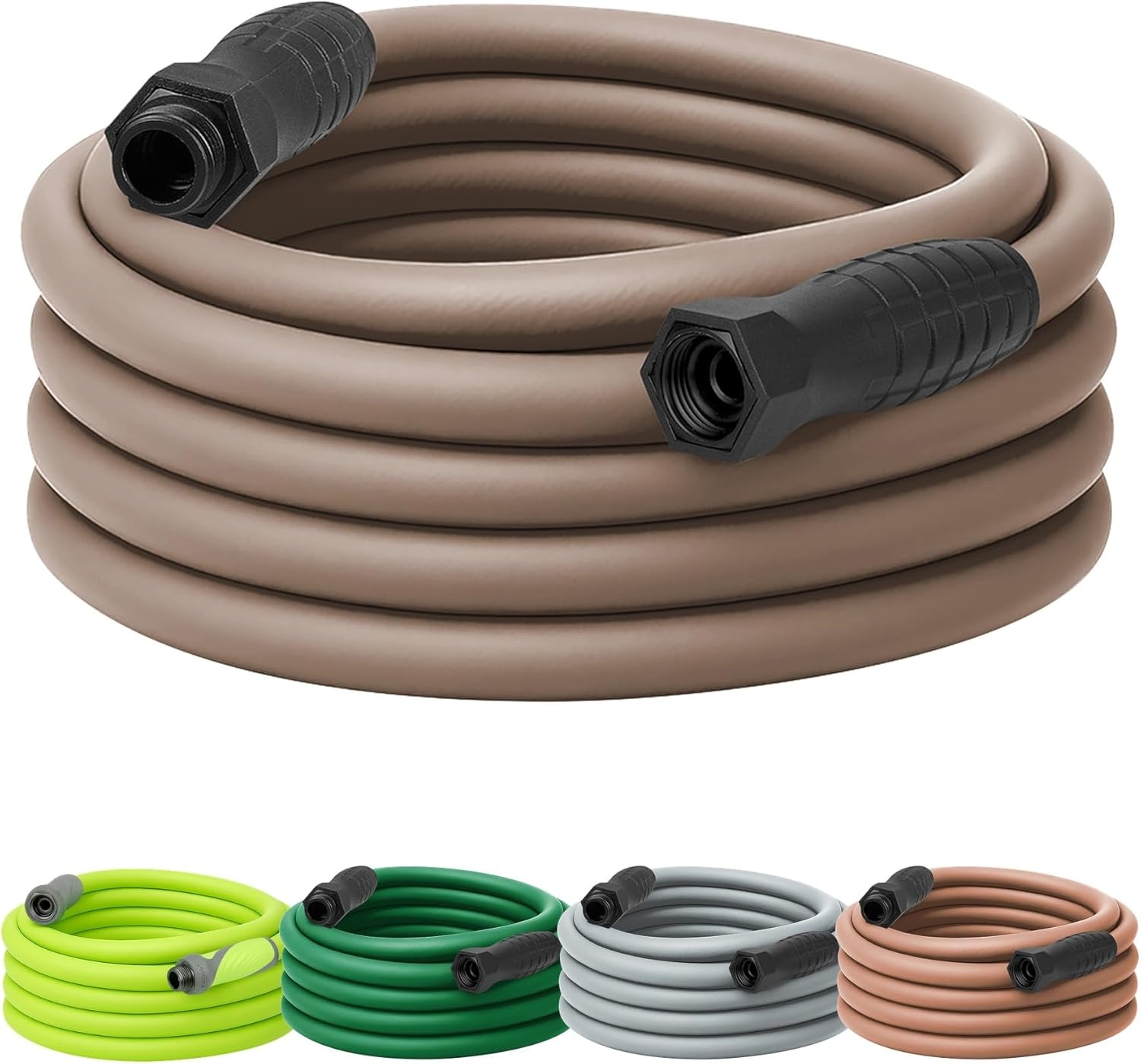 imageFlexzilla Colors LeadIn Garden Hose 58in x 5ft Lightweight AllWeather Water Hose Durable and Flexible LeakFree Connections Forest GreenBrown Mulch