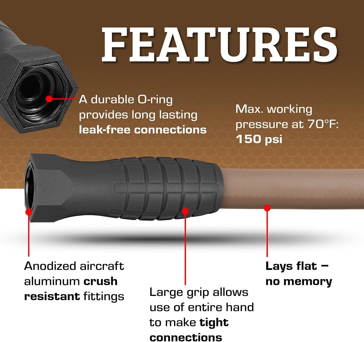 imageFlexzilla Colors LeadIn Garden Hose 58in x 5ft Lightweight AllWeather Water Hose Durable and Flexible LeakFree Connections Forest GreenBrown Mulch