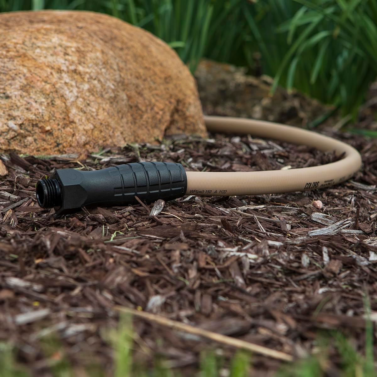 imageFlexzilla Colors LeadIn Garden Hose 58in x 5ft Lightweight AllWeather Water Hose Durable and Flexible LeakFree Connections Forest GreenBrown Mulch