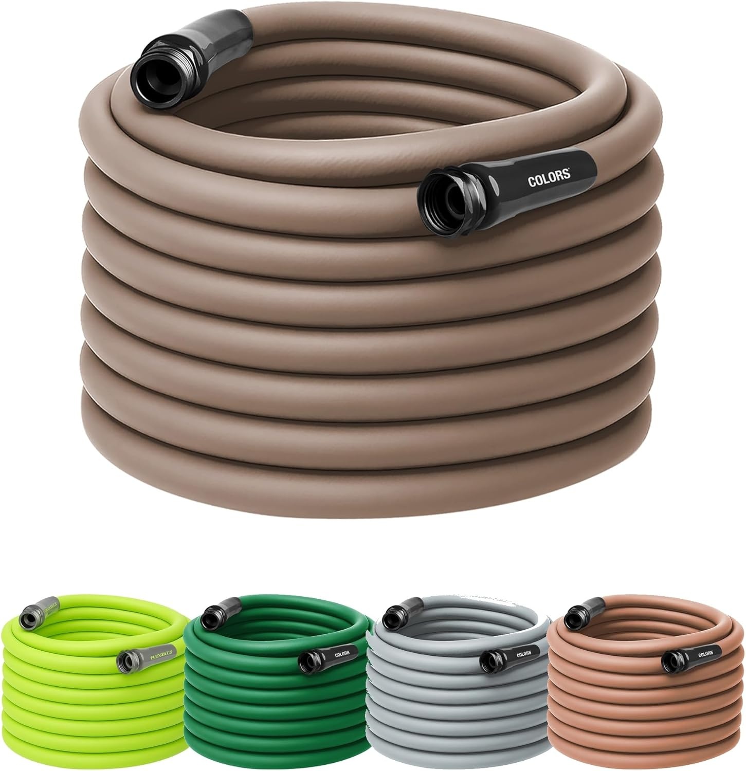 imageFlexzilla Colors LeadIn Garden Hose 58in x 5ft Lightweight AllWeather Water Hose Durable and Flexible LeakFree Connections Forest GreenBrown Mulch