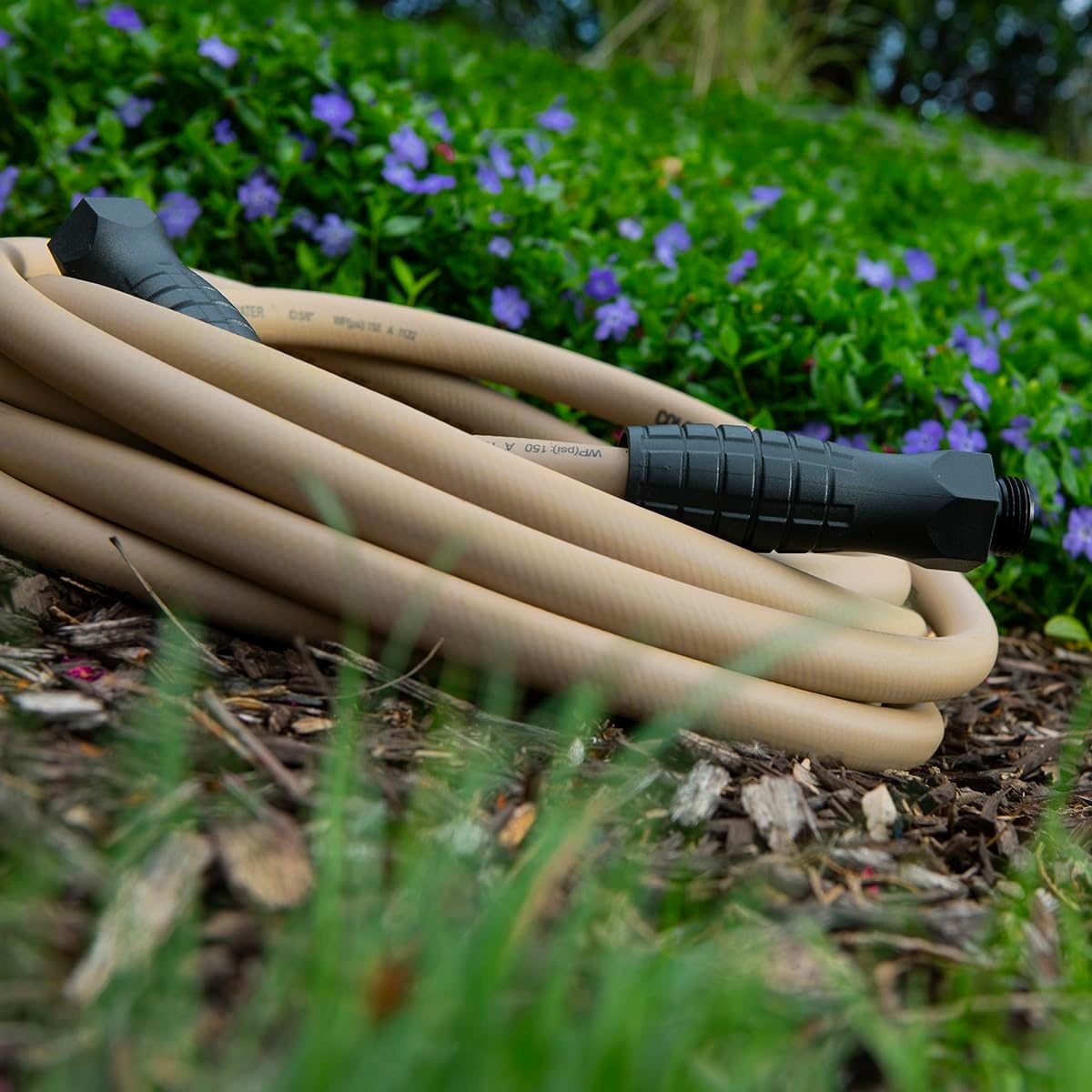 imageFlexzilla Colors LeadIn Garden Hose 58in x 5ft Lightweight AllWeather Water Hose Durable and Flexible LeakFree Connections Forest GreenBrown Mulch