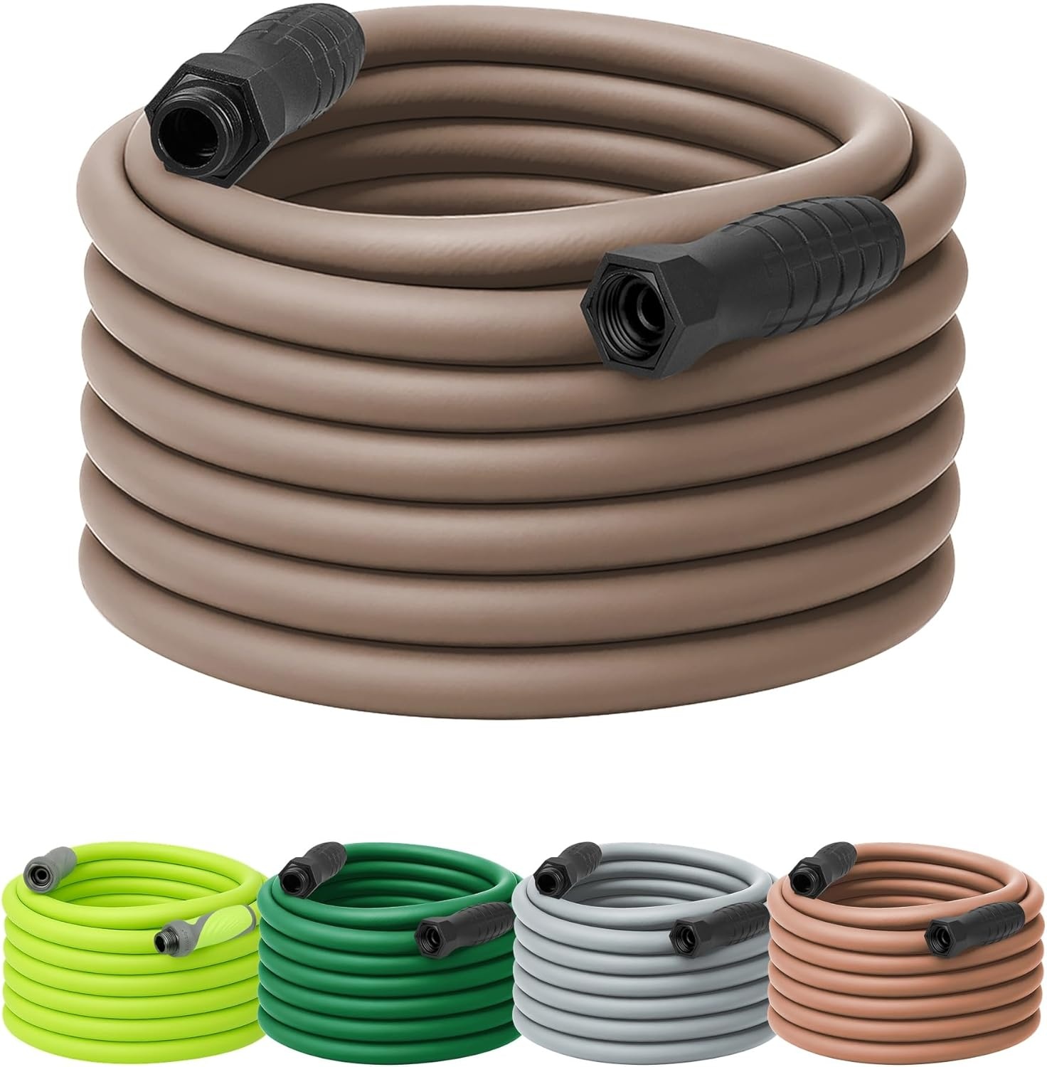 imageFlexzilla Colors LeadIn Garden Hose 58in x 5ft Lightweight AllWeather Water Hose Durable and Flexible LeakFree Connections Forest GreenBrown Mulch