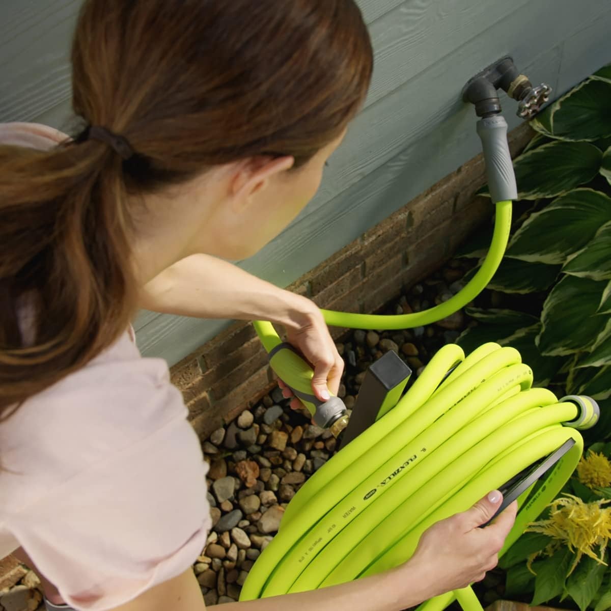 imageFlexzilla Colors LeadIn Garden Hose 58in x 5ft Lightweight AllWeather Water Hose Durable and Flexible LeakFree Connections Forest GreenChartreuse