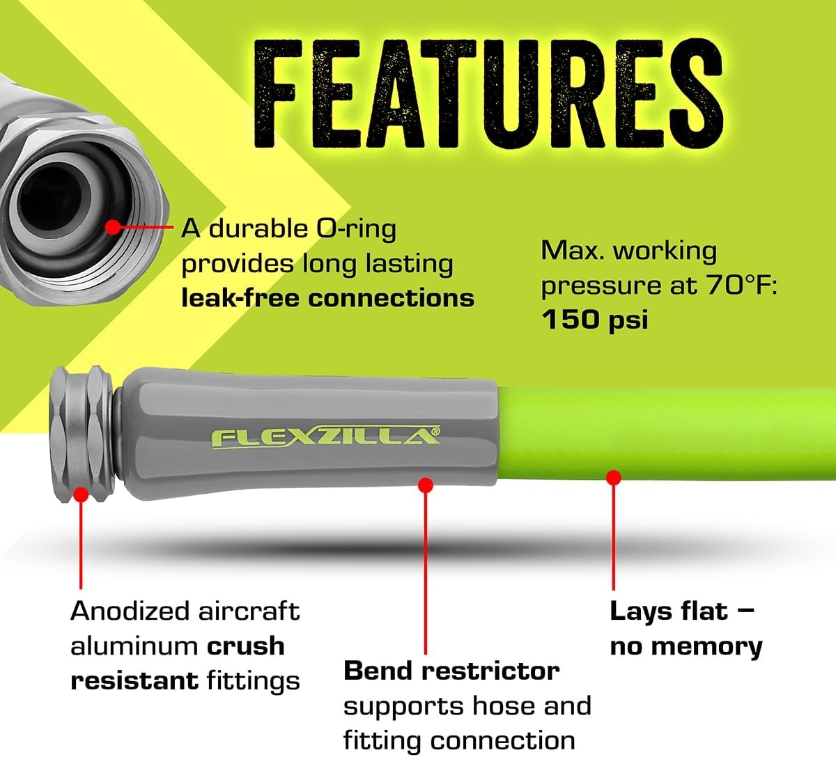 imageFlexzilla Colors LeadIn Garden Hose 58in x 5ft Lightweight AllWeather Water Hose Durable and Flexible LeakFree Connections Forest GreenChartreuse