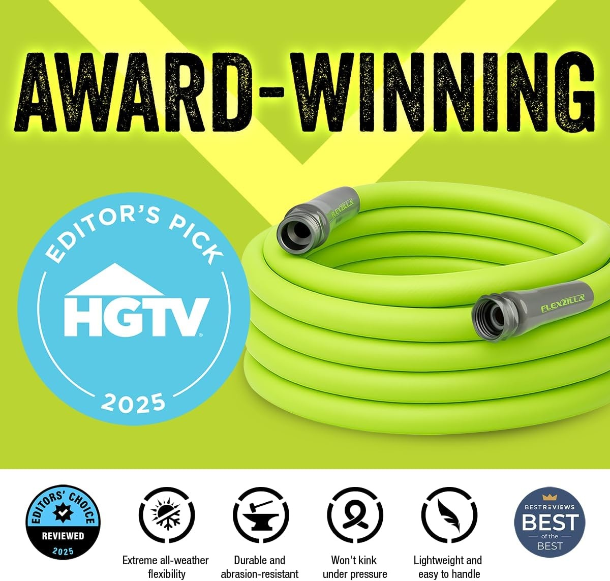 imageFlexzilla Colors LeadIn Garden Hose 58in x 5ft Lightweight AllWeather Water Hose Durable and Flexible LeakFree Connections Forest GreenChartreuse