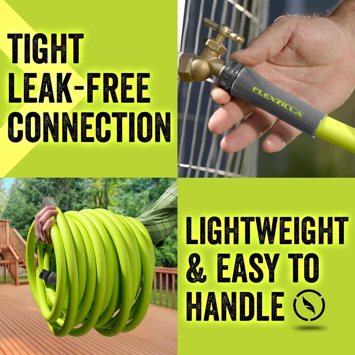 imageFlexzilla Colors LeadIn Garden Hose 58in x 5ft Lightweight AllWeather Water Hose Durable and Flexible LeakFree Connections Forest GreenChartreuse