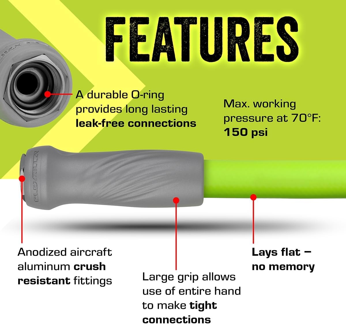 imageFlexzilla Colors LeadIn Garden Hose 58in x 5ft Lightweight AllWeather Water Hose Durable and Flexible LeakFree Connections Forest GreenChartreuse