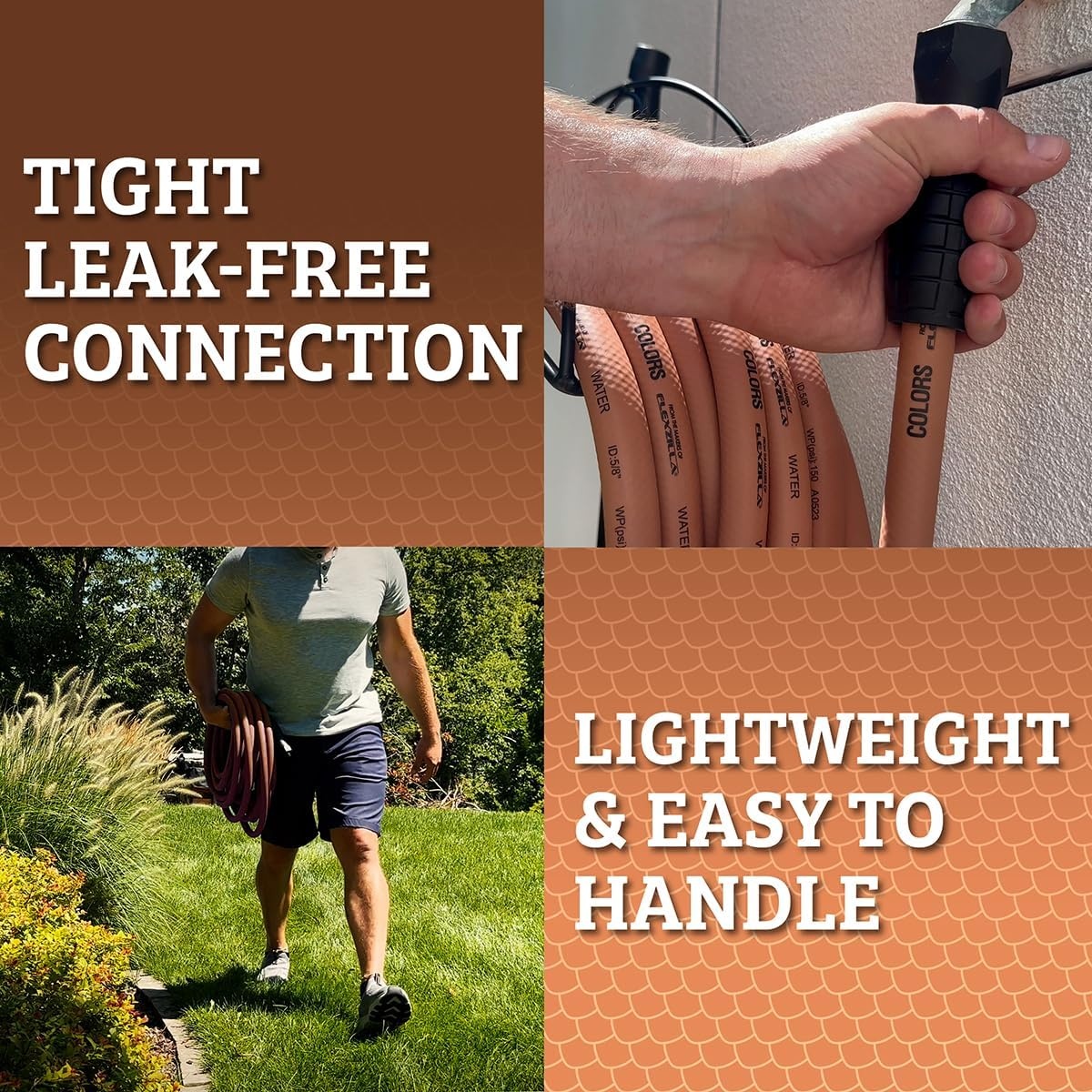 imageFlexzilla Colors LeadIn Garden Hose 58in x 5ft Lightweight AllWeather Water Hose Durable and Flexible LeakFree Connections Forest GreenRed Clay