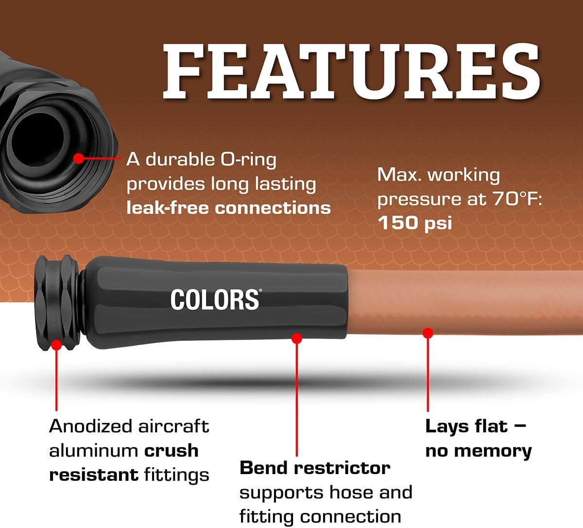 imageFlexzilla Colors LeadIn Garden Hose 58in x 5ft Lightweight AllWeather Water Hose Durable and Flexible LeakFree Connections Forest GreenRed Clay