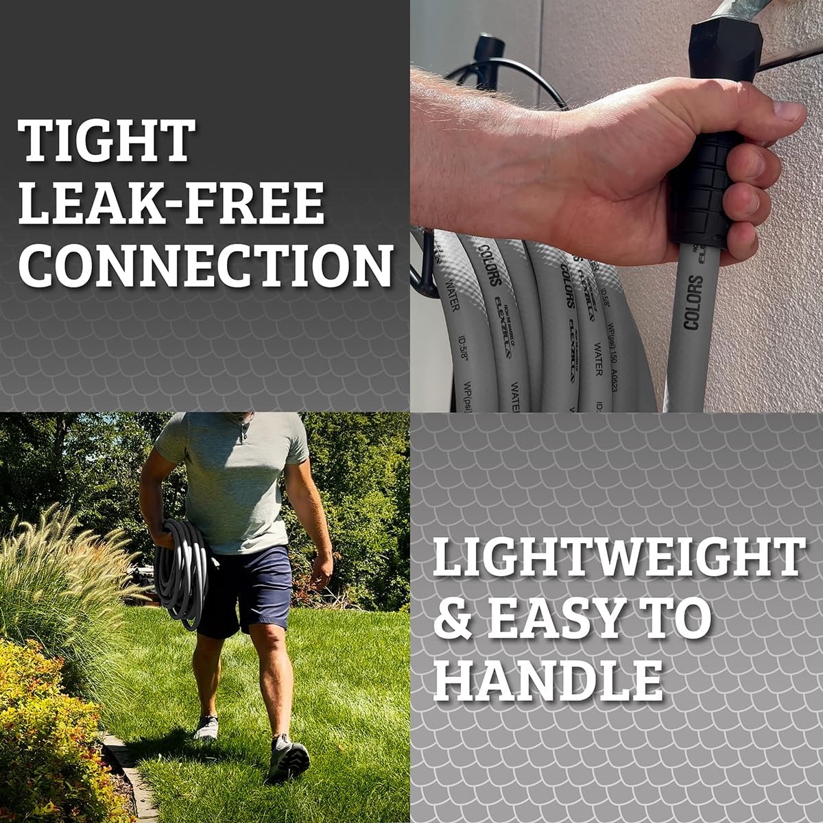 imageFlexzilla Colors LeadIn Garden Hose 58in x 5ft Lightweight AllWeather Water Hose Durable and Flexible LeakFree Connections Forest GreenSlate Grey