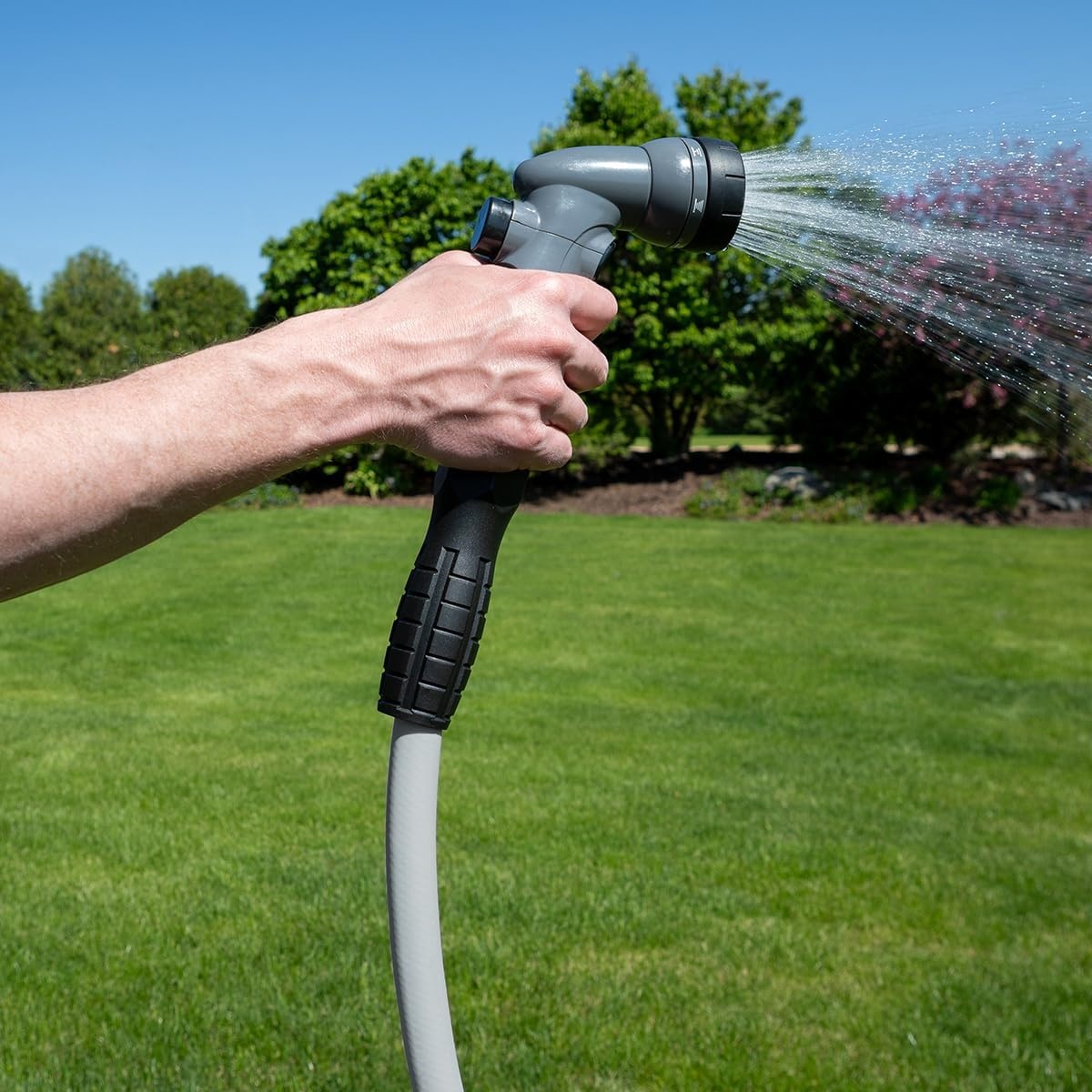 imageFlexzilla Colors LeadIn Garden Hose 58in x 5ft Lightweight AllWeather Water Hose Durable and Flexible LeakFree Connections Forest GreenSlate Grey