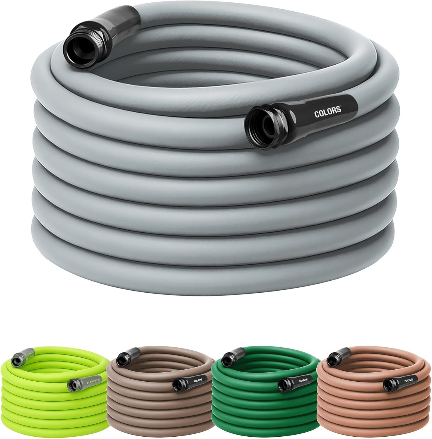 imageFlexzilla Colors LeadIn Garden Hose 58in x 5ft Lightweight AllWeather Water Hose Durable and Flexible LeakFree Connections Forest GreenSlate Grey
