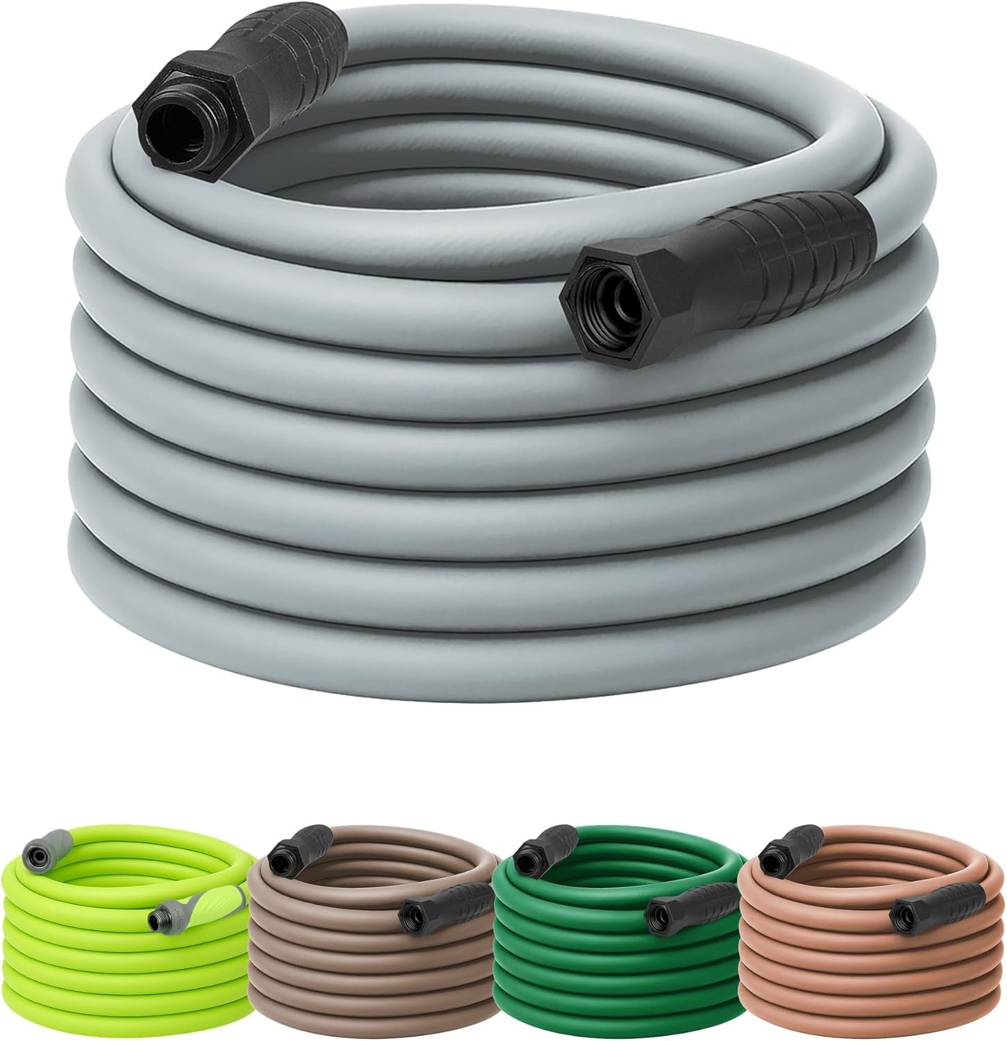 imageFlexzilla Colors LeadIn Garden Hose 58in x 5ft Lightweight AllWeather Water Hose Durable and Flexible LeakFree Connections Forest GreenSlate Grey