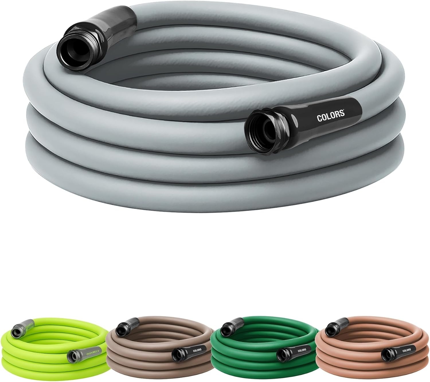 imageFlexzilla Colors LeadIn Garden Hose 58in x 5ft Lightweight AllWeather Water Hose Durable and Flexible LeakFree Connections Forest GreenSlate Grey