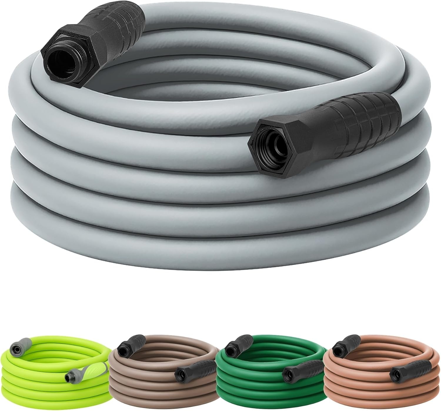 imageFlexzilla Colors LeadIn Garden Hose 58in x 5ft Lightweight AllWeather Water Hose Durable and Flexible LeakFree Connections Forest GreenSlate Grey