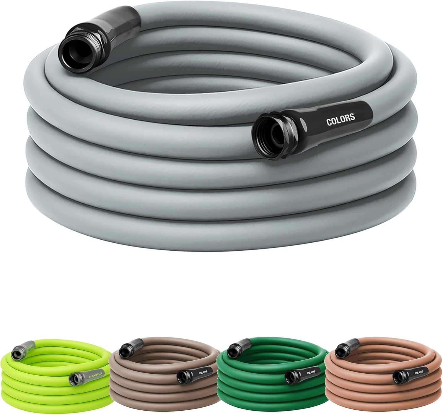 imageFlexzilla Colors LeadIn Garden Hose 58in x 5ft Lightweight AllWeather Water Hose Durable and Flexible LeakFree Connections Forest GreenSlate Grey