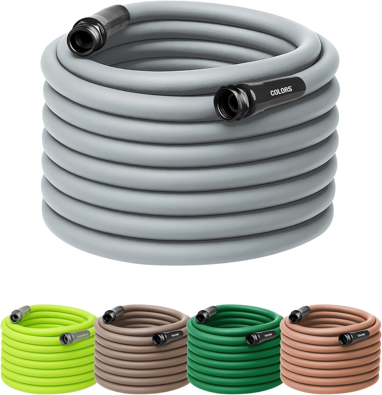imageFlexzilla Colors LeadIn Garden Hose 58in x 5ft Lightweight AllWeather Water Hose Durable and Flexible LeakFree Connections Forest GreenSlate Grey