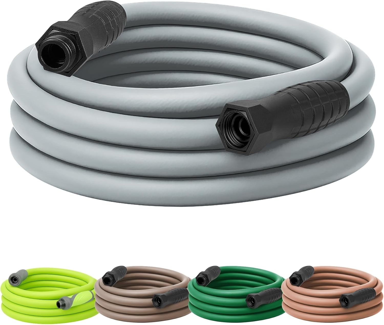 imageFlexzilla Colors LeadIn Garden Hose 58in x 5ft Lightweight AllWeather Water Hose Durable and Flexible LeakFree Connections Forest GreenSlate Grey