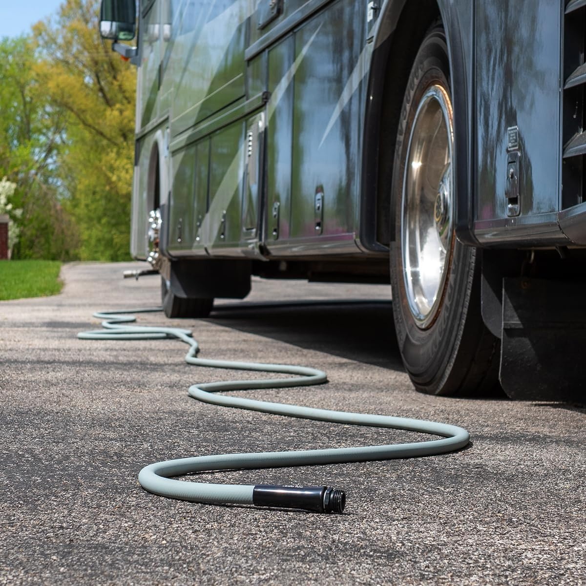 imageFlexzilla Colors LeadIn Garden Hose 58in x 5ft Lightweight AllWeather Water Hose Durable and Flexible LeakFree Connections Forest GreenSlate Grey