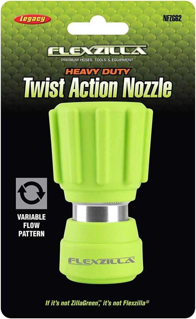 imageFlexzilla Garden Hose Nozzle Heavy Duty Twist Action NFZG62 ZillaGreen375 inches W x 2 inches L x 6 inches H
