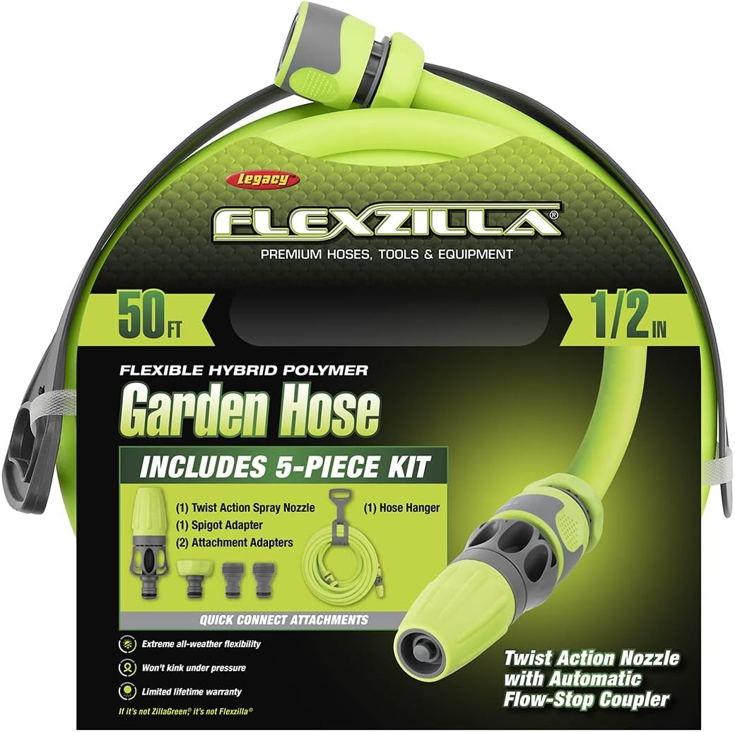 imageFlexzilla HFZG12050QN Garden Hose Kit with Quick Connect Attachments Lightweight Coils Easily Quick Connect Couplers Wont Kink Under Pressure50ft