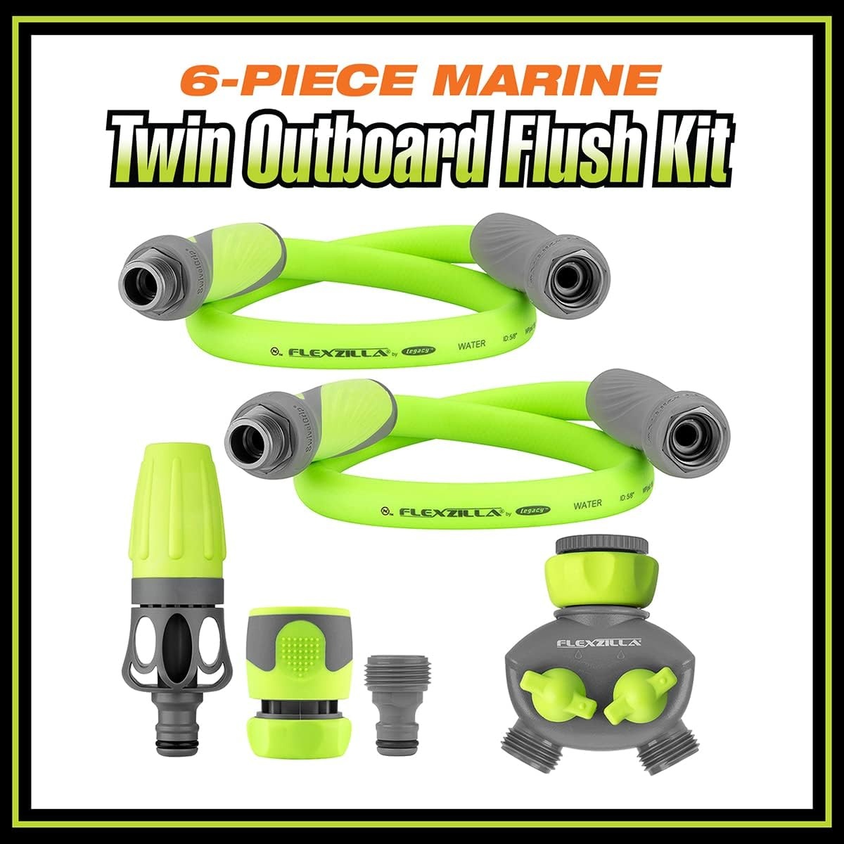 imageFlexzilla Marine Twin Outboard Flush Kit 6Piece 58 34 11 12 GHT HFZGSK01