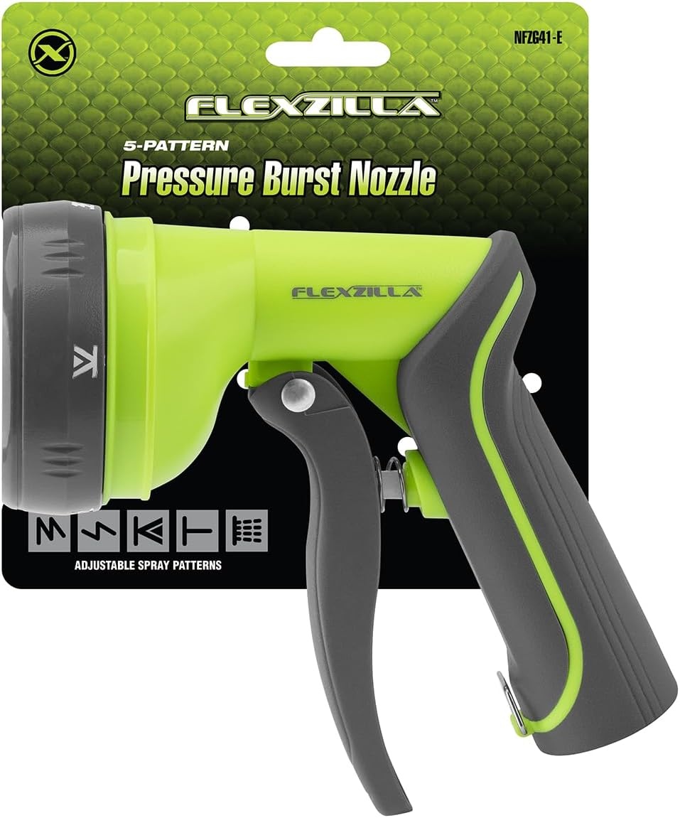 imageFlexzilla Metal Adjustable Pistol Grip Garden Hose Nozzle Sprayer with Durable Metal Construction amp Variable Water Flow5Pattern Twist Control