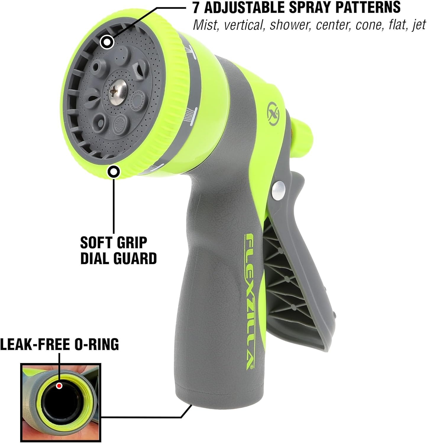 imageFlexzilla Metal Adjustable Pistol Grip Garden Hose Nozzle Sprayer with Durable Metal Construction amp Variable Water Flow7Pattern Flow Control