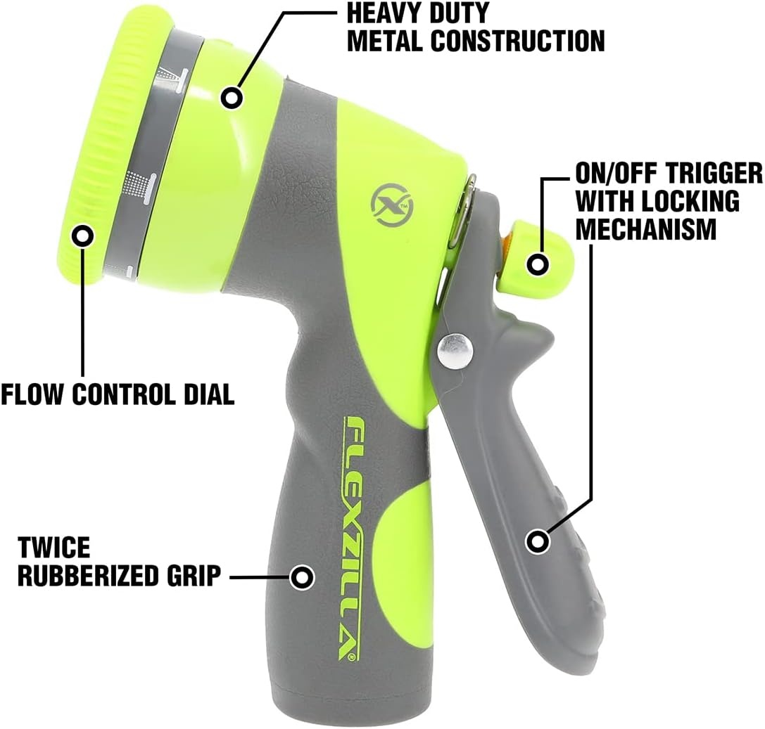 imageFlexzilla Metal Adjustable Pistol Grip Garden Hose Nozzle Sprayer with Durable Metal Construction amp Variable Water Flow7Pattern Flow Control