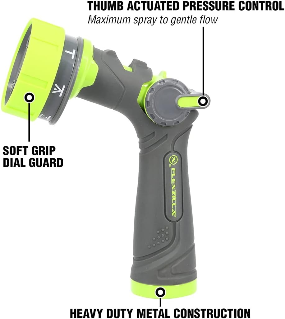 imageFlexzilla Metal Adjustable Pistol Grip Garden Hose Nozzle Sprayer with Durable Metal Construction amp Variable Water Flow7Pattern Pressure Control