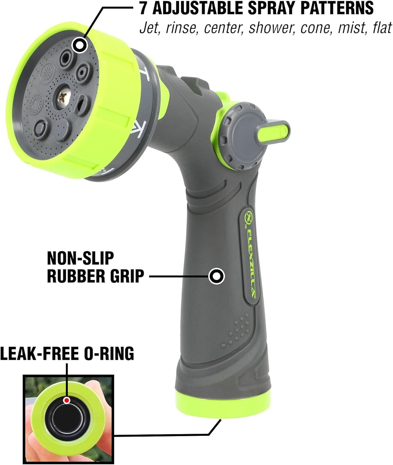 imageFlexzilla Metal Adjustable Pistol Grip Garden Hose Nozzle Sprayer with Durable Metal Construction amp Variable Water Flow7Pattern Pressure Control