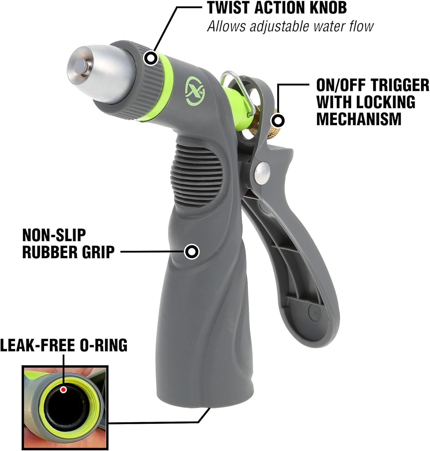 imageFlexzilla Metal Adjustable Pistol Grip Garden Hose Nozzle Sprayer with Durable Metal Construction amp Variable Water FlowTwist Action Pistol Grip