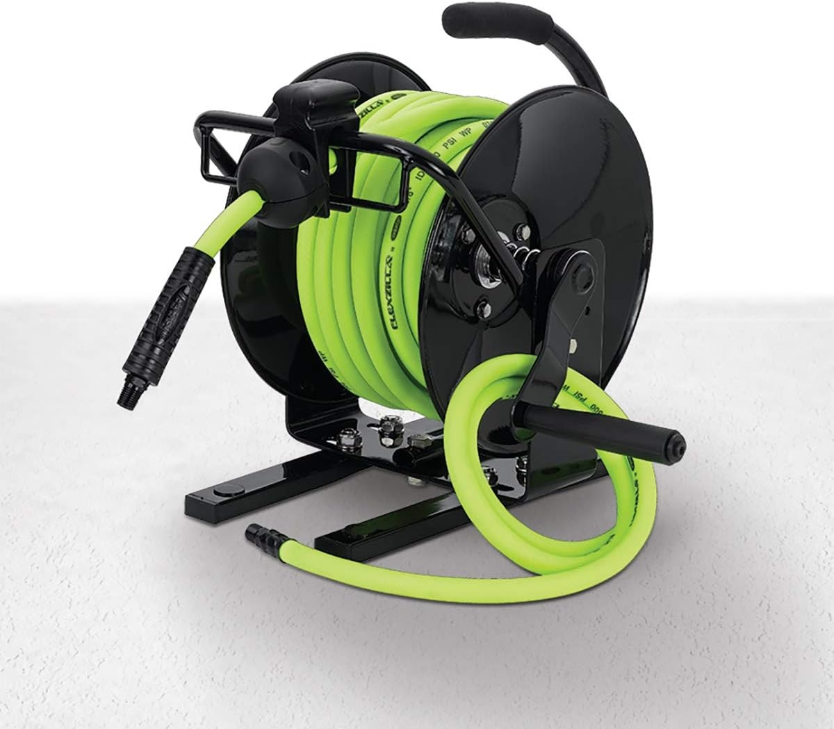 imageFlexzilla Portable Manual Open Face Air Hose Reel 38 in x 50 ft Heavy Duty Lightweight Hybrid ZillaGreen L8651FZ