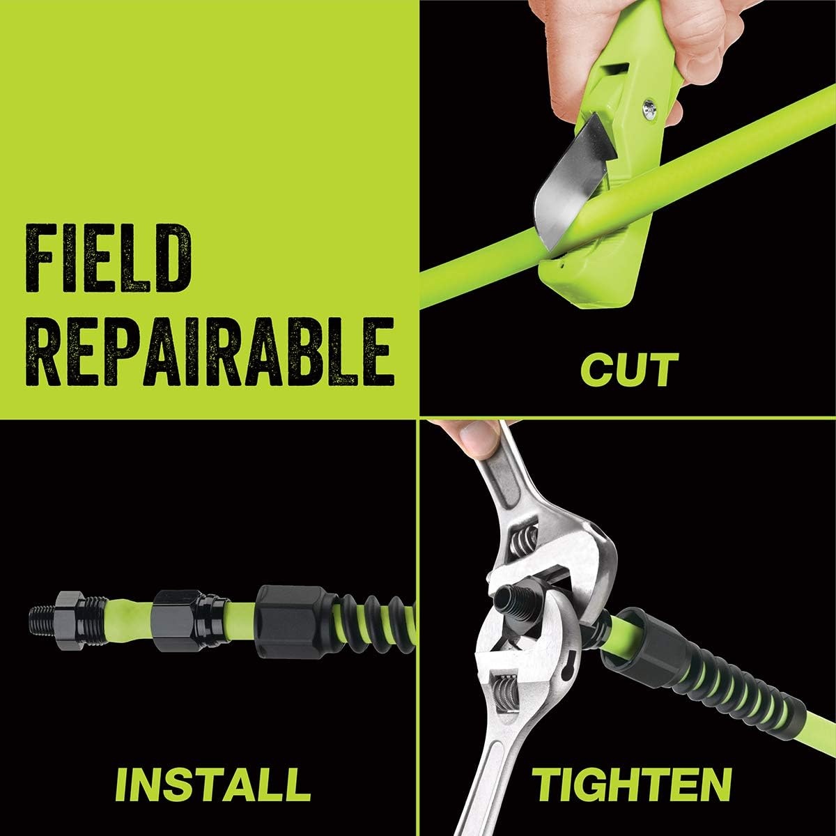 imageFlexzilla Pro Air Hose 38 in x 50 ft Heavy Duty Lightweight Hybrid ZillaGreen HFZP3850YW238 inches x 50 feet